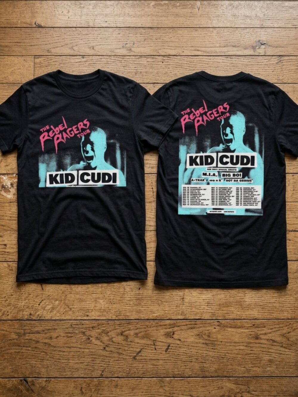 Kid Cudi Rebel Ragers Tour Vintage Rap Tee Y2K Hip Hot Shirt